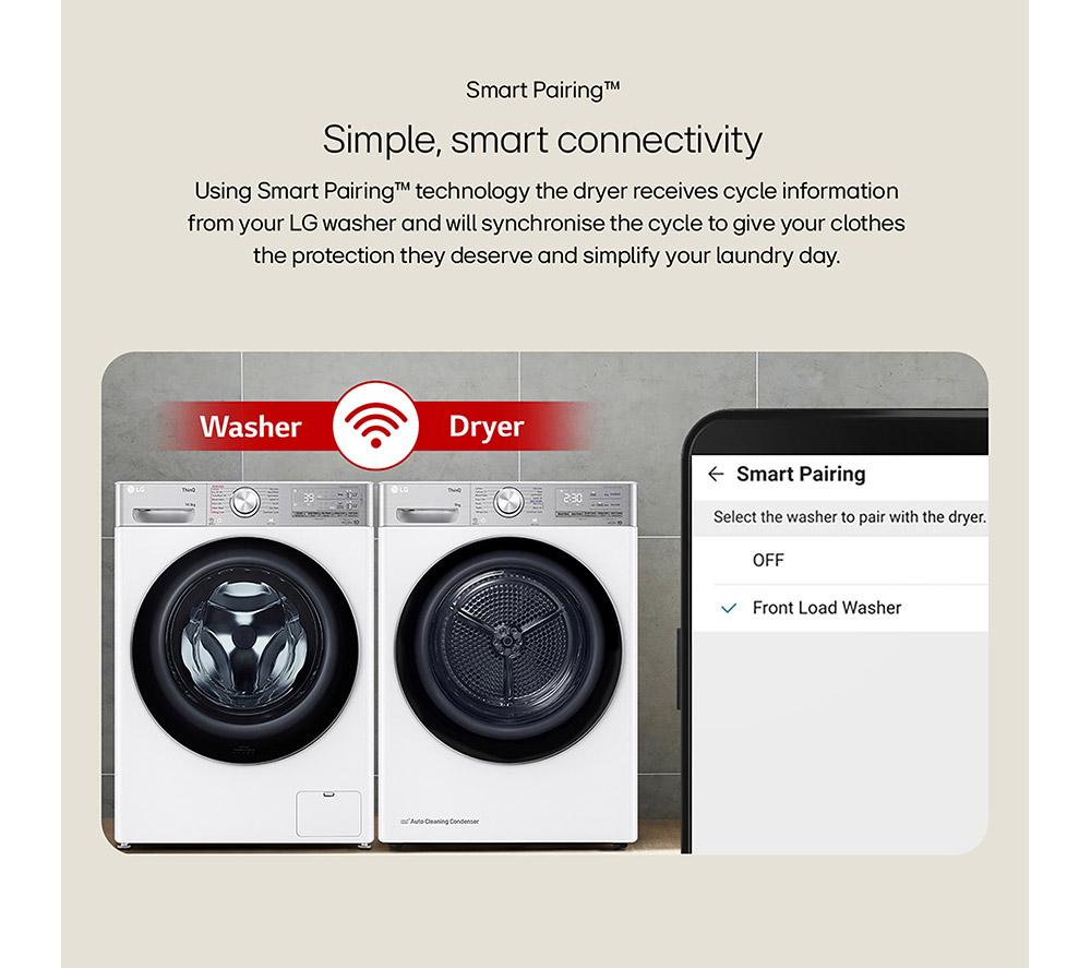LG Series 4 ThinQ FDV709GN WiFi-enabled 9 kg Heat Pump Tumble Dryer - Slate Grey image number 7 of 16