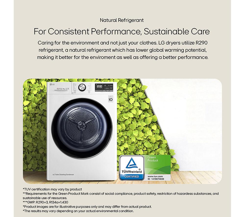 LG Series 4 ThinQ FDV709GN WiFi-enabled 9 kg Heat Pump Tumble Dryer - Slate Grey image number 8 of 16