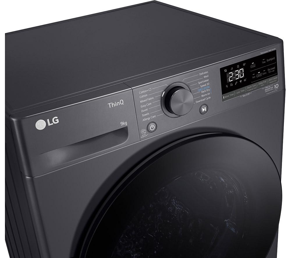 LG Series 4 ThinQ FDV709GN WiFi-enabled 9 kg Heat Pump Tumble Dryer - Slate Grey image number 9 of 16