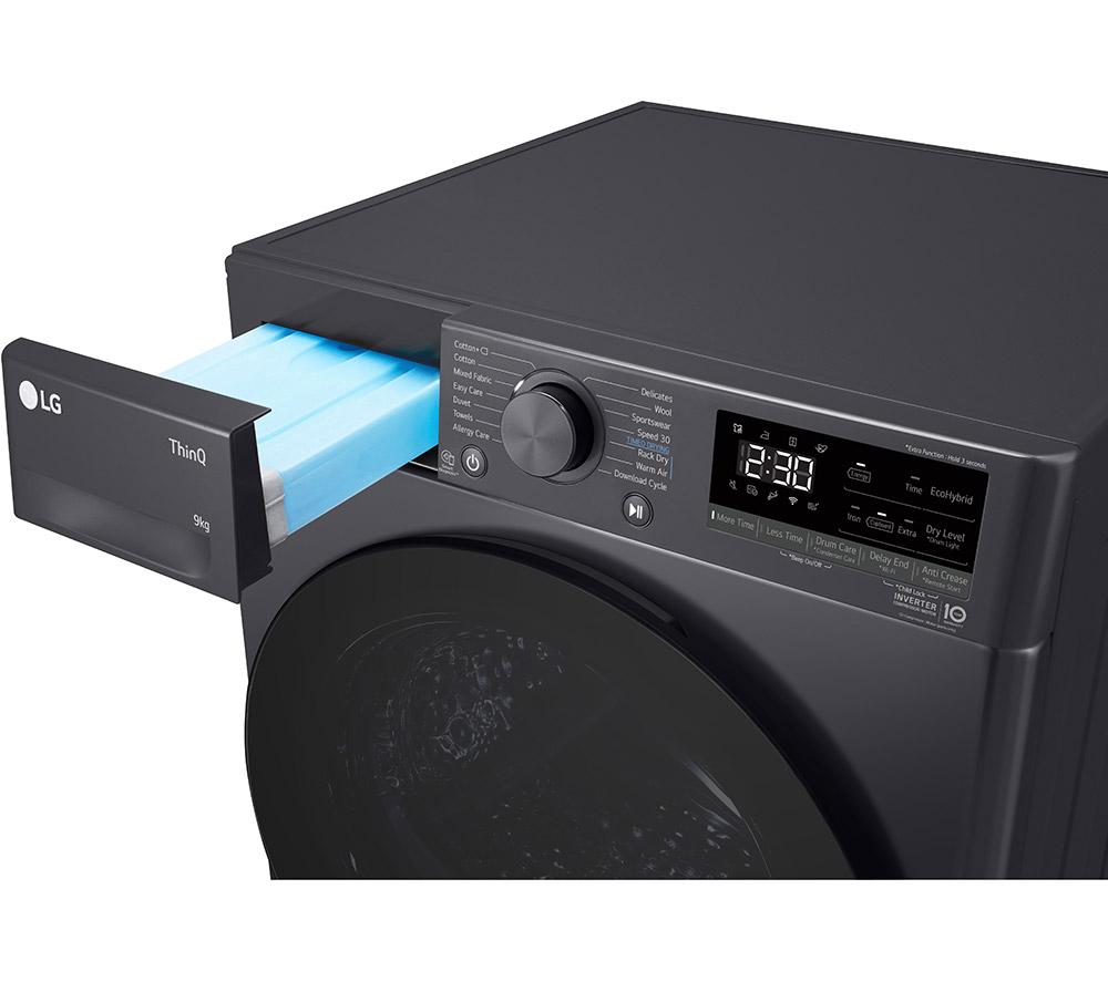 LG Series 4 ThinQ FDV709GN WiFi-enabled 9 kg Heat Pump Tumble Dryer - Slate Grey image number 12 of 16