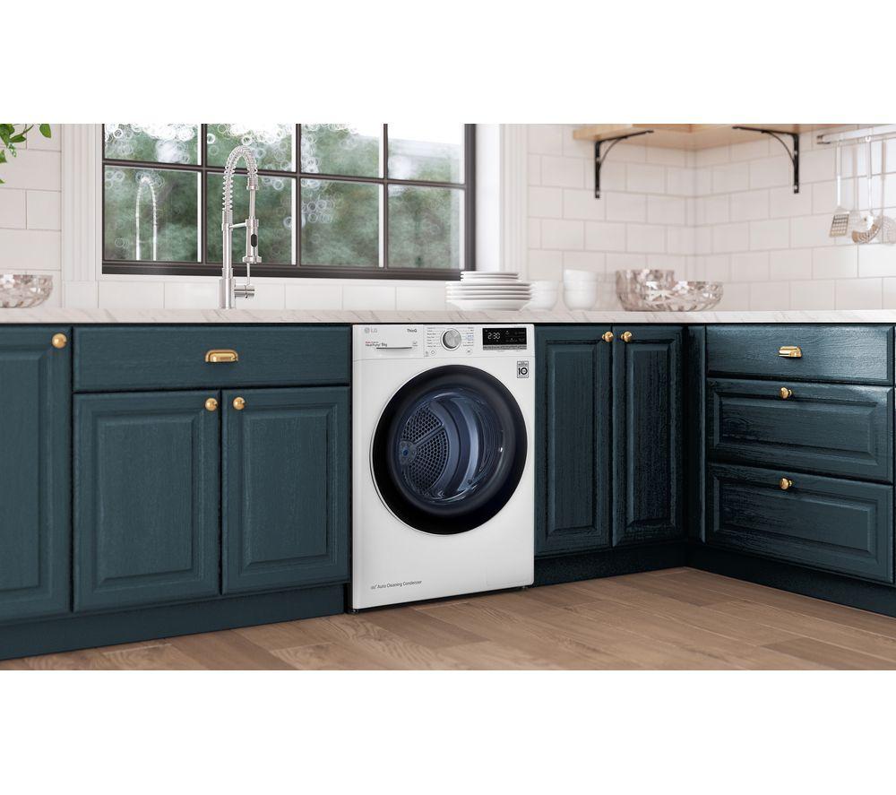 LG Series 4 ThinQ FDV709W WiFi-enabled 9 kg Heat Pump Tumble Dryer - White image number 6 of 16