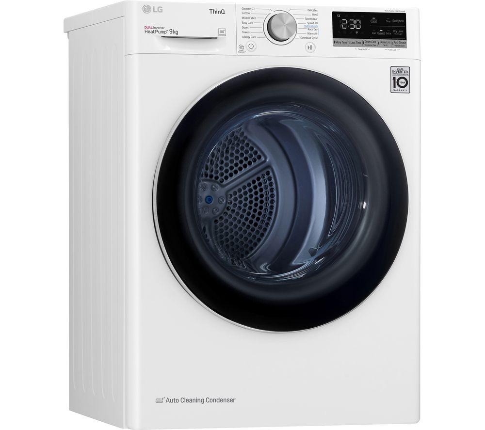 LG Series 4 ThinQ FDV709W WiFi-enabled 9 kg Heat Pump Tumble Dryer - White image number 8 of 16