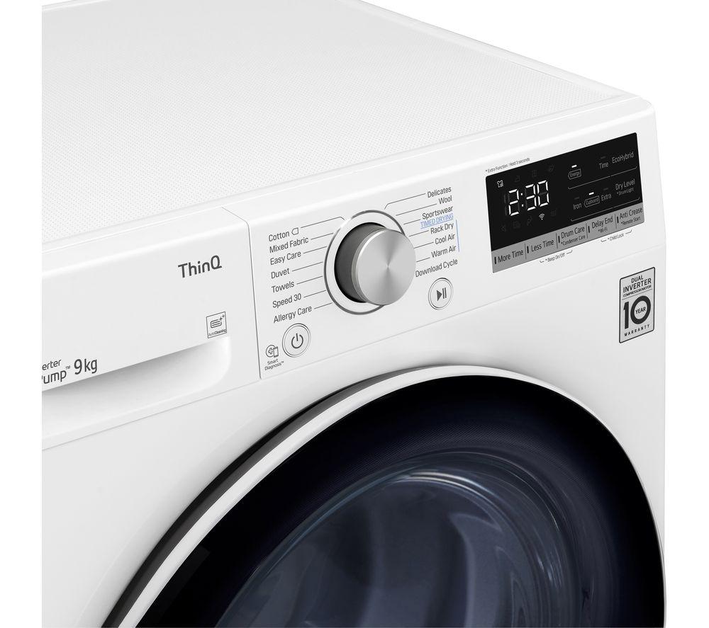 LG Series 4 ThinQ FDV709W WiFi-enabled 9 kg Heat Pump Tumble Dryer - White image number 13 of 16