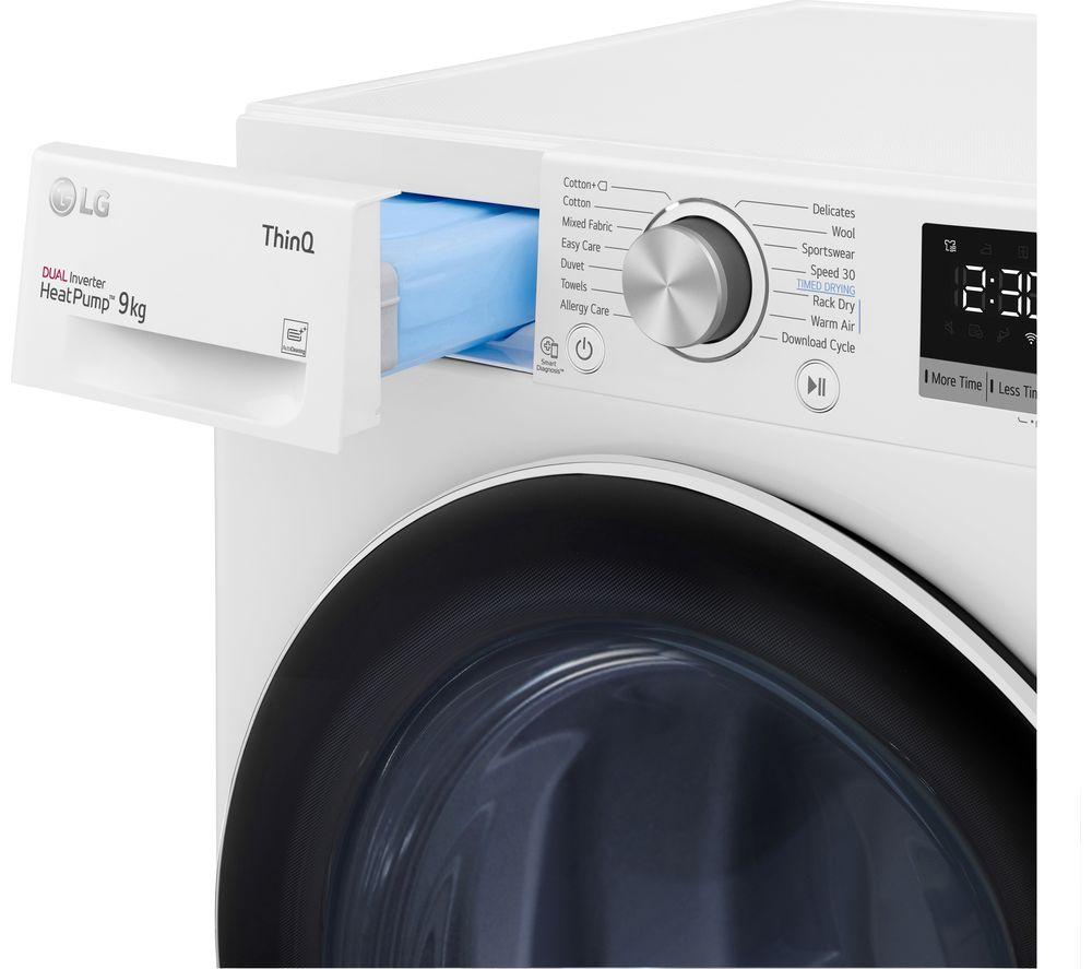LG Series 4 ThinQ FDV709W WiFi-enabled 9 kg Heat Pump Tumble Dryer - White image number 15 of 16