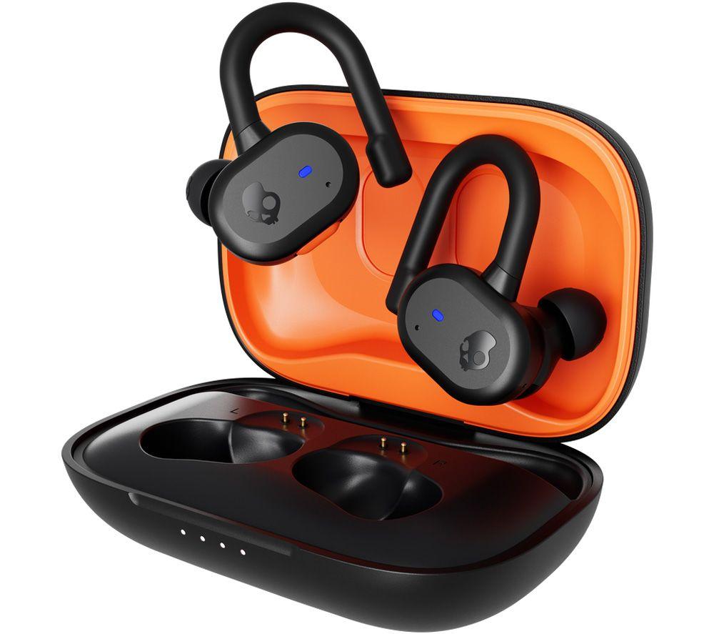 SKULLCANDY Push Active Wireless Bluetooth Sports Earbuds - True Black & Orange, Orange,Black