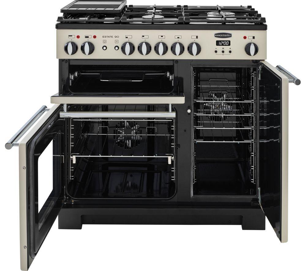 RANGEMASTER Estate 90 EST90DFFIV/C Dual Fuel Range Cooker - Ivory & Chrome image number 3 of 7
