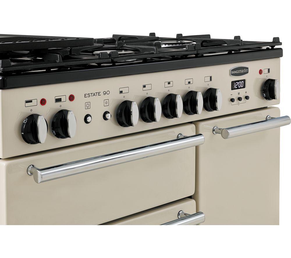 RANGEMASTER Estate 90 EST90DFFIV/C Dual Fuel Range Cooker - Ivory & Chrome image number 7 of 7