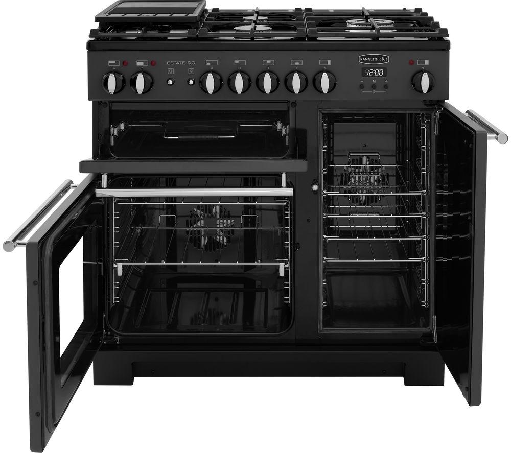 RANGEMASTER Estate 90 EST90DFFSL/C Dual Fuel Range Cooker - Slate & Chrome image number 2 of 13