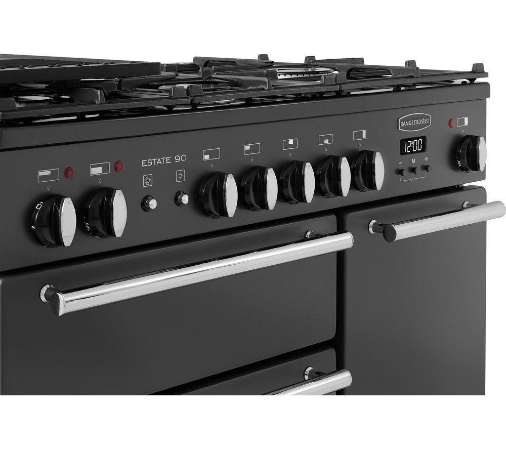 RANGEMASTER Estate 90 EST90DFFSL/C Dual Fuel Range Cooker - Slate & Chrome image number 7 of 13