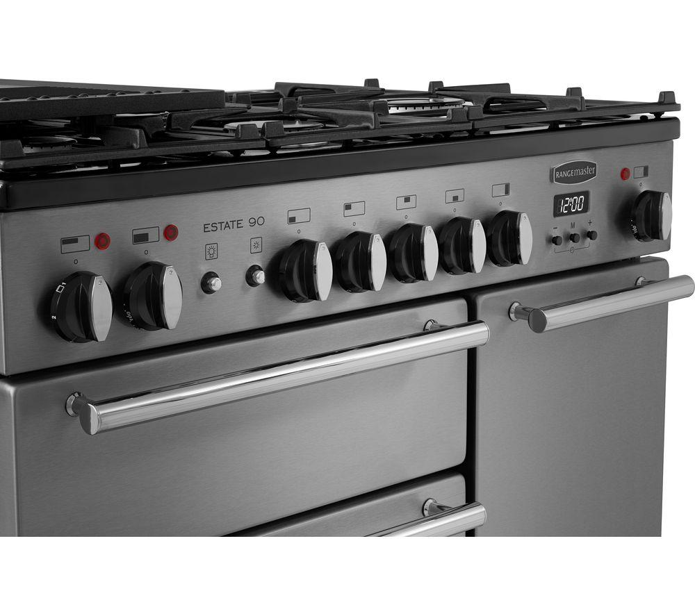 RANGEMASTER Estate 90 EST90DFFSS/C Dual Fuel Range Cooker - Stainless Steel & Chrome image number 6 of 8