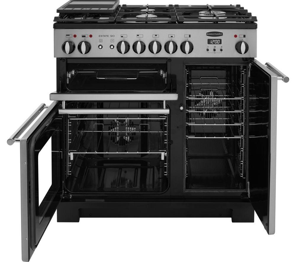 RANGEMASTER Estate 90 EST90DFFSS/C Dual Fuel Range Cooker - Stainless Steel & Chrome image number 8 of 8