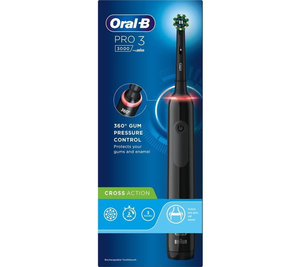 ORAL-B CrossAction Pro 3 3000 Electric Toothbrush - Black image number 2 of 5