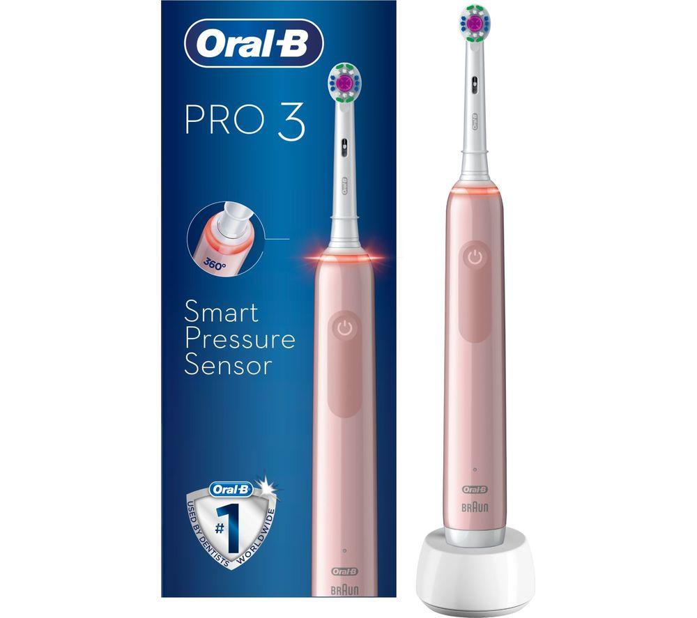 ORAL B Pro 3 3000 Electric Toothbrush - Pink, Pink