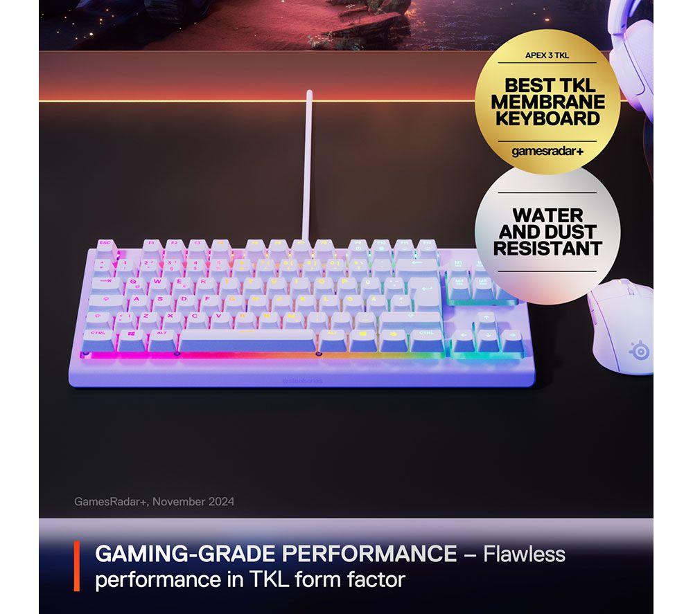 STEELSERIES Apex 3 TKL Gaming Keyboard - Lavender image number 2 of 6