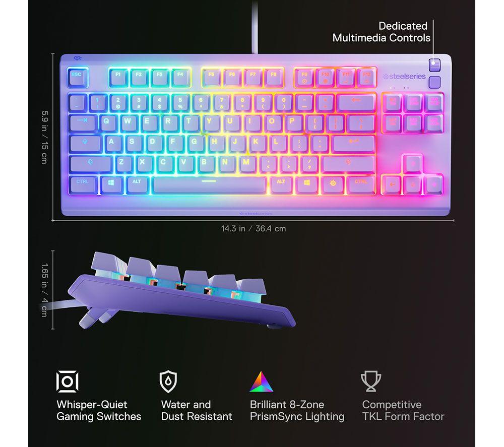 STEELSERIES Apex 3 TKL Gaming Keyboard - Lavender image number 3 of 6