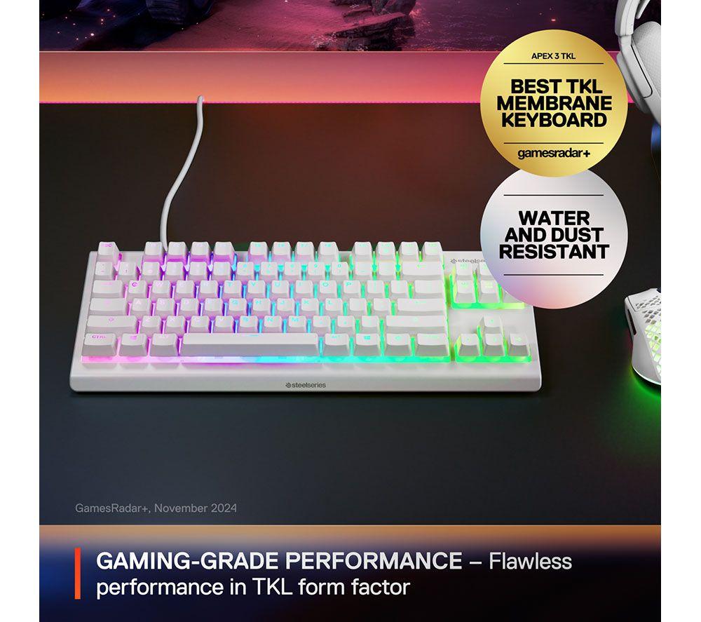 STEELSERIES Apex 3 TKL Gaming Keyboard - White image number 2 of 6