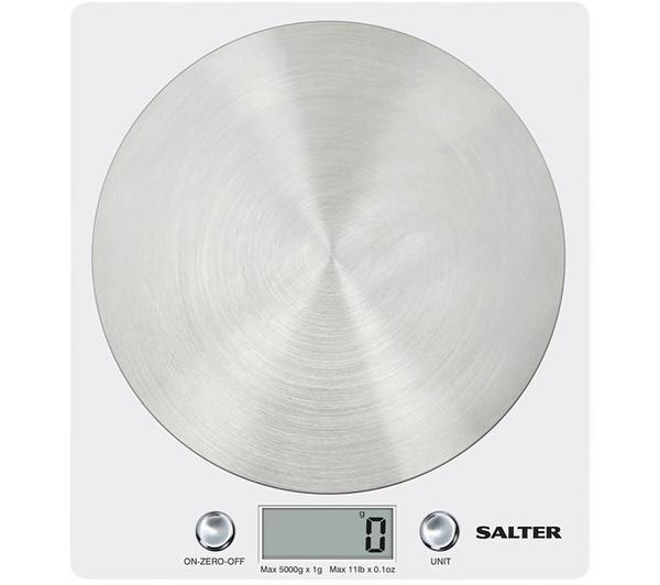 Salter Disc 1036 WHSSDR Digital Kitchen Scales - White, White,Silver/Grey