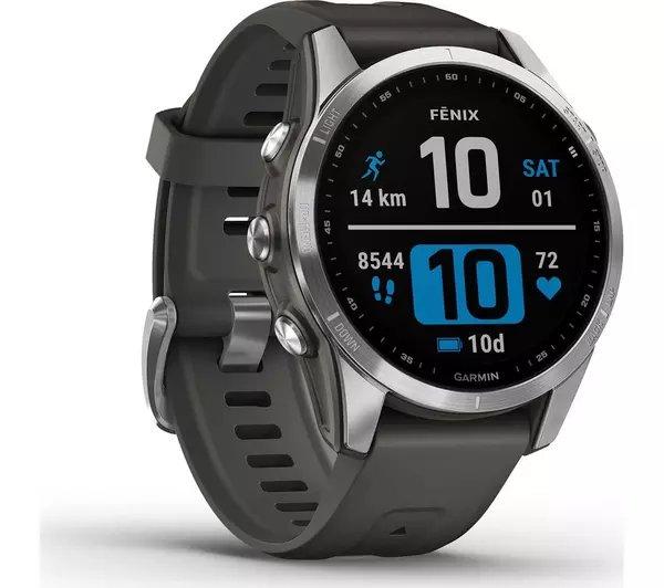 Garmin fēnix 7S Multisport GPS Watch, Stainless Steel with Graphite Band & HRM Pro Plus