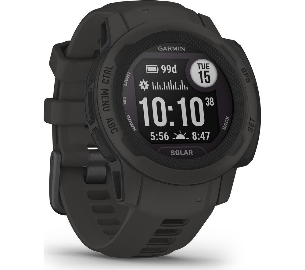 Garmin Instinct 2S SOLAR, Smaller Rugged GPS Smartwatch, Built-in Sports Apps and Health Monitoring, Solar Charging and Ultratough Design Features, Graphite