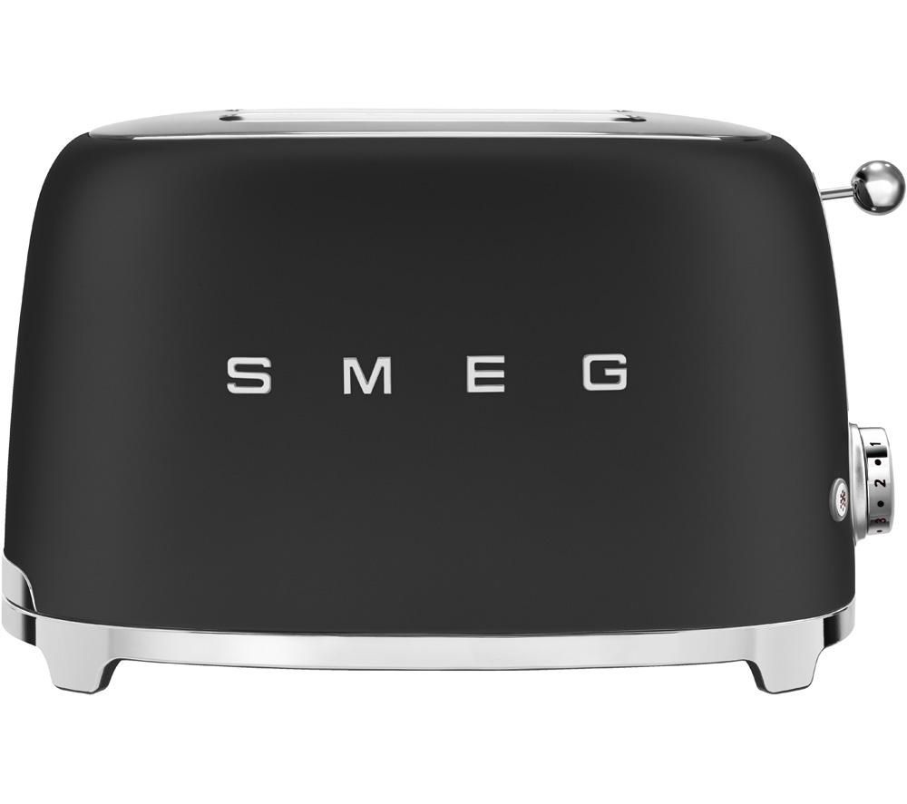SMEG 50's Retro TSF01BLMUK 2-Slice Toaster - Matt Black, Green