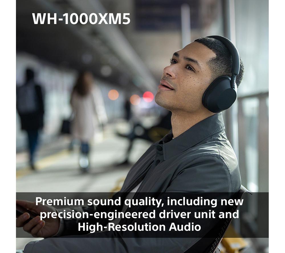 Sony WH-1000XM5-BLACK Wireless Over-Ear Noise Canceling Headphones - Black  with an Additional 1 Year Coverage by Epic Protect (2022)