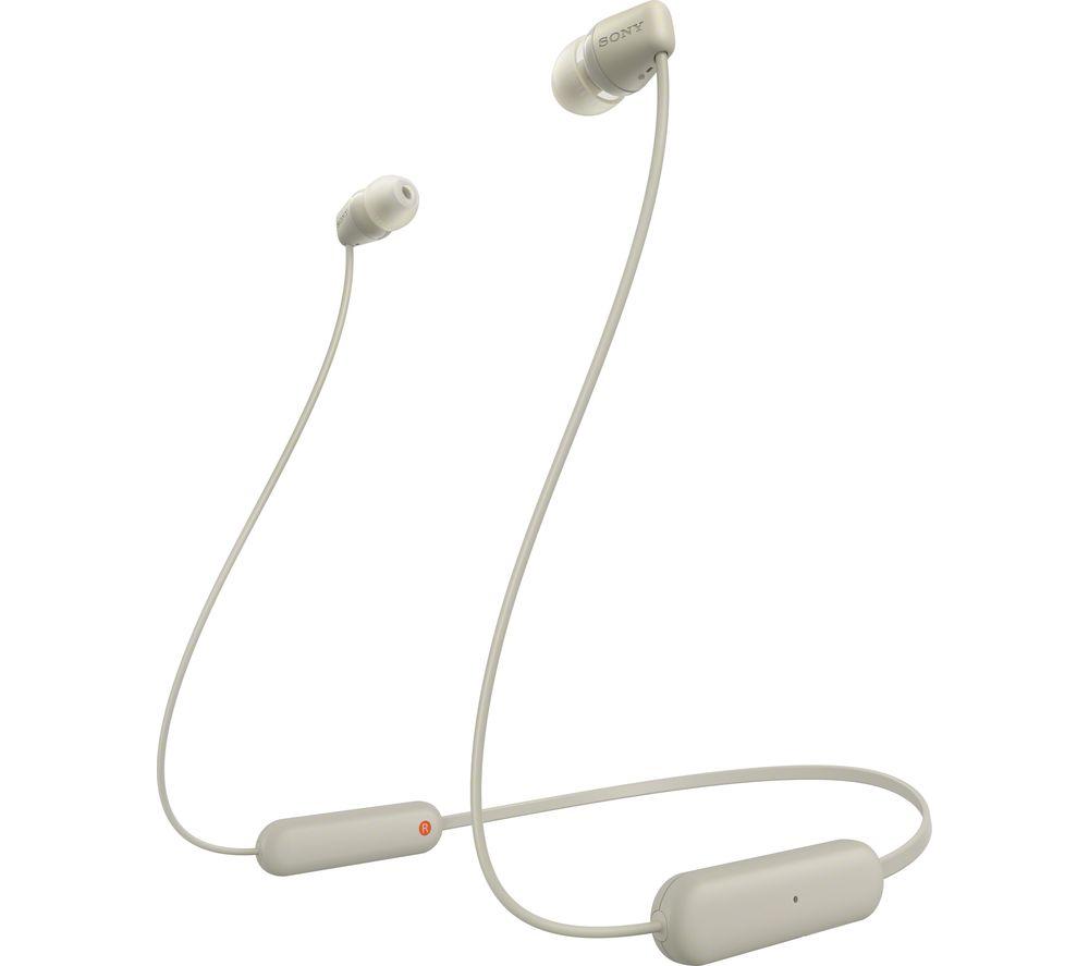 SONY WI-C100 Wireless Bluetooth Earphones - Taupe, Cream