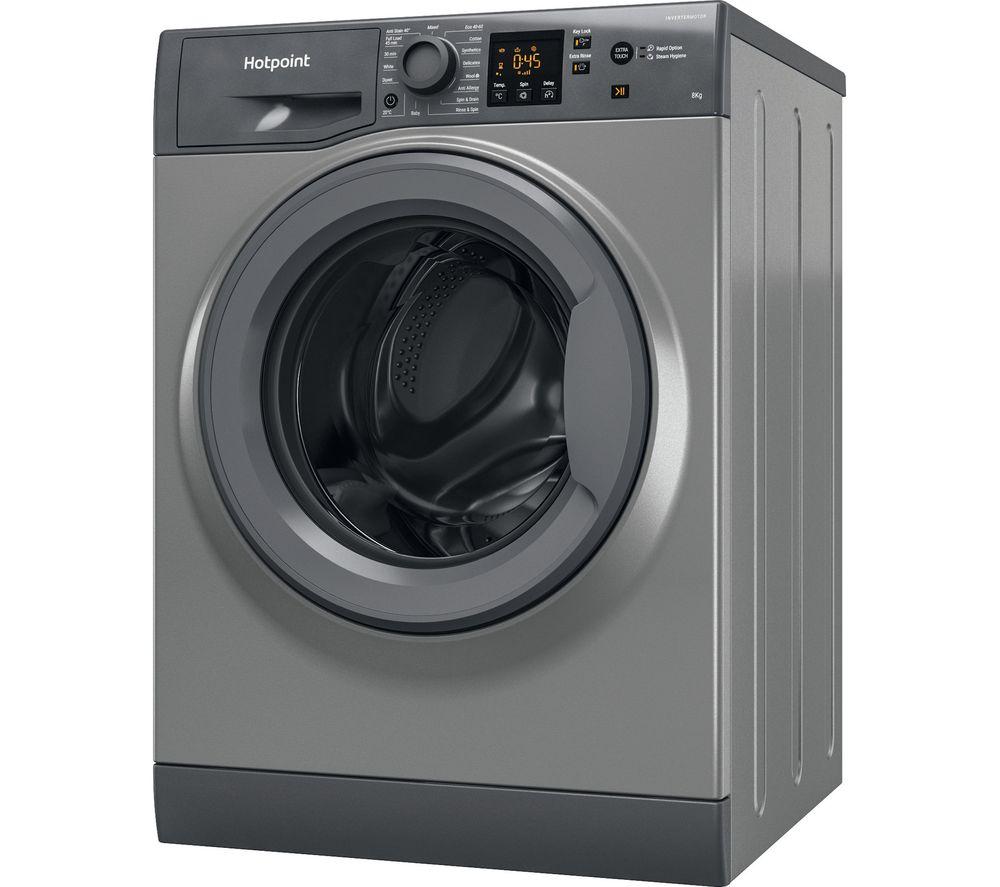 HOTPOINT NSWR 845C GK UK N 8 kg 1400 Spin Washing Machine - Graphite, Silver/Grey