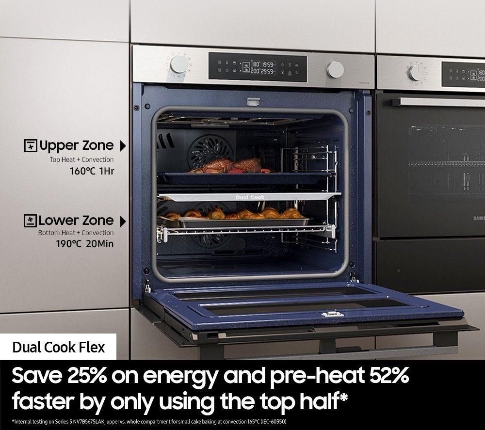 SAMSUNG Series 4 Dual Cook Flex NV7B45305AS/U4 Electric Pyrolytic Smart Oven - Stainless Steel image number 3 of 11