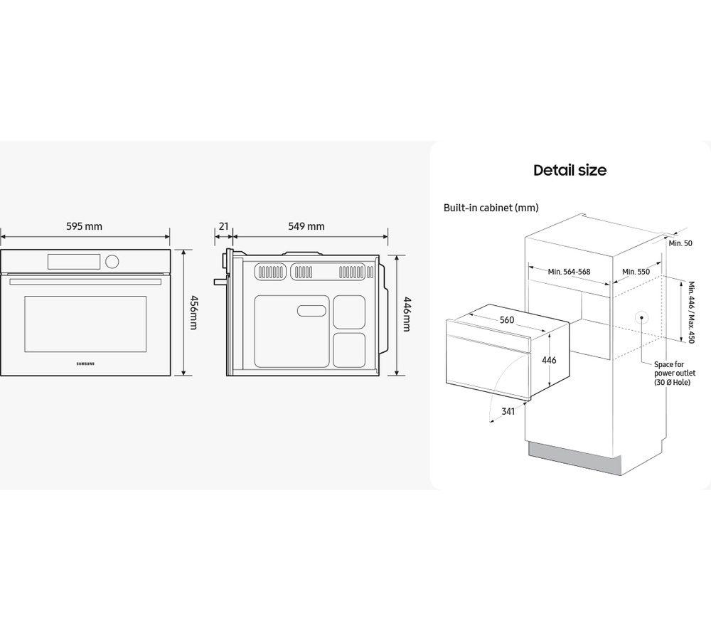 SAMSUNG Bespoke Series 5 NQ5B5763DBK/U4 Built-in Compact Combination Microwave - Black image number 8 of 17