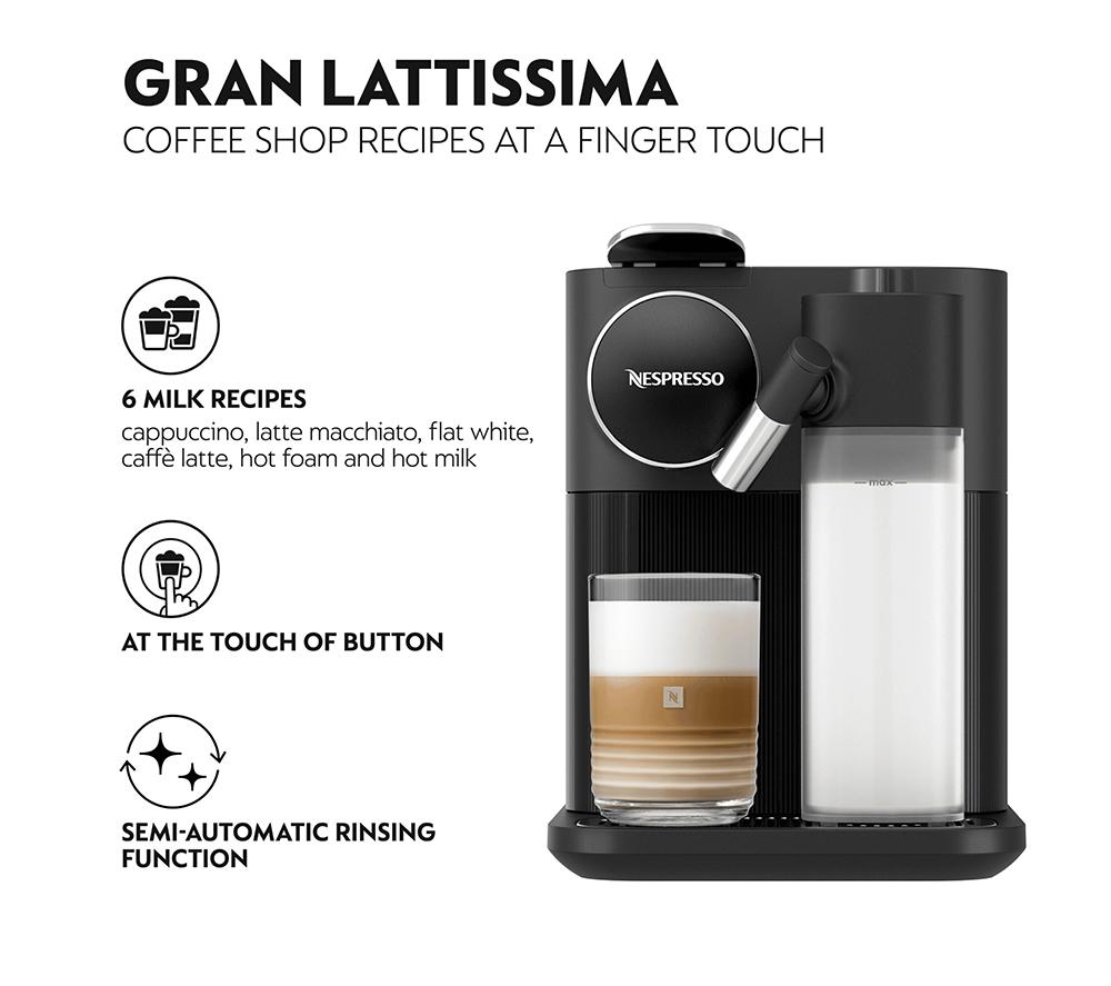 NESPRESSO by Delonghi Gran Lattisima Pod EN640.B Coffee Machine - Black image number 2 of 10