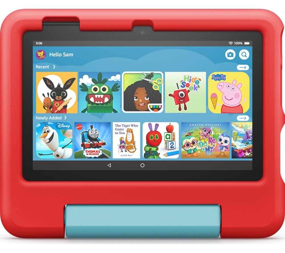 AMAZON Fire 7 Kids (ages 3-7) Tablet (2022) - 16 GB, Red, Red