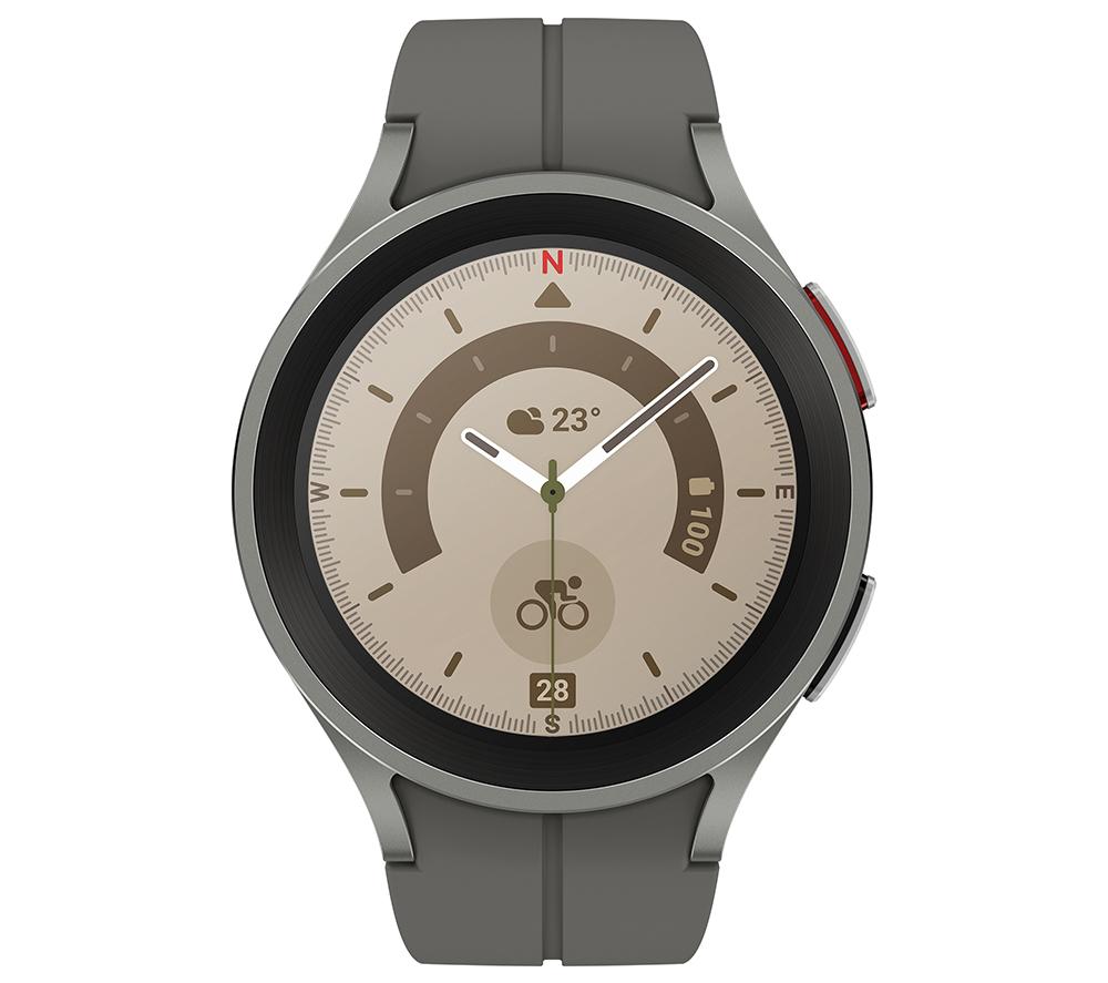 SAMSUNG Galaxy Watch5 Pro 4G with Bixby & Google Assistant - Grey Titanium, 45 mm, Silver/Grey
