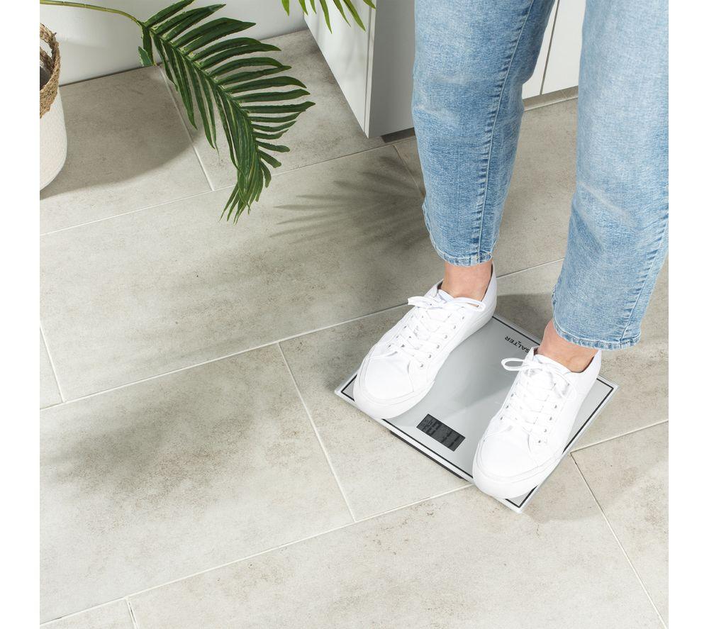 SALTER Compact Glass 9207 WH3R Bathroom Scales - White image number 2 of 5