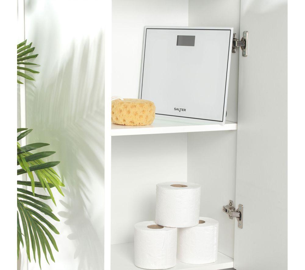 SALTER Compact Glass 9207 WH3R Bathroom Scales - White image number 4 of 5