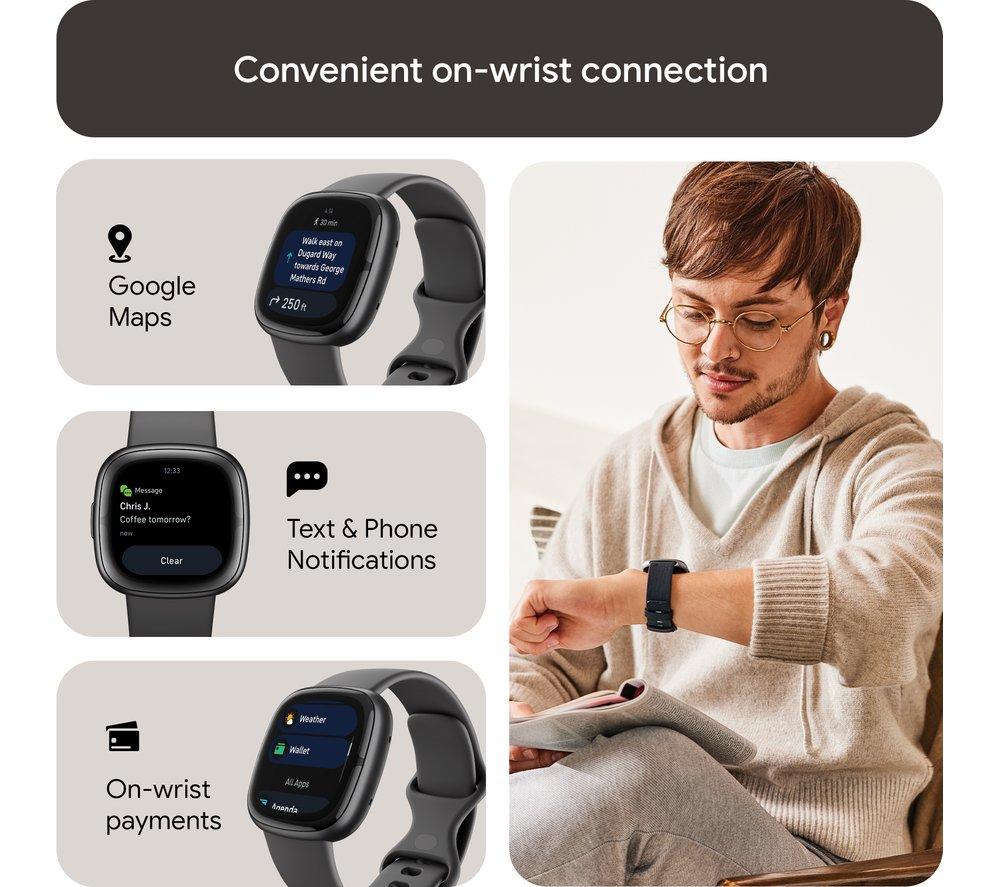 Sense Health Smartwatch w/ Aria Air Smart Scale, Black/Carbon