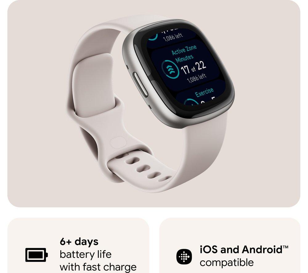 FITBIT Sense 2 Smart Watch - Lunar White & Platinum