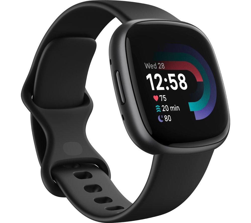 FITBIT Versa 4 Smart Watch - Black & Graphite, Black,Silver/Grey