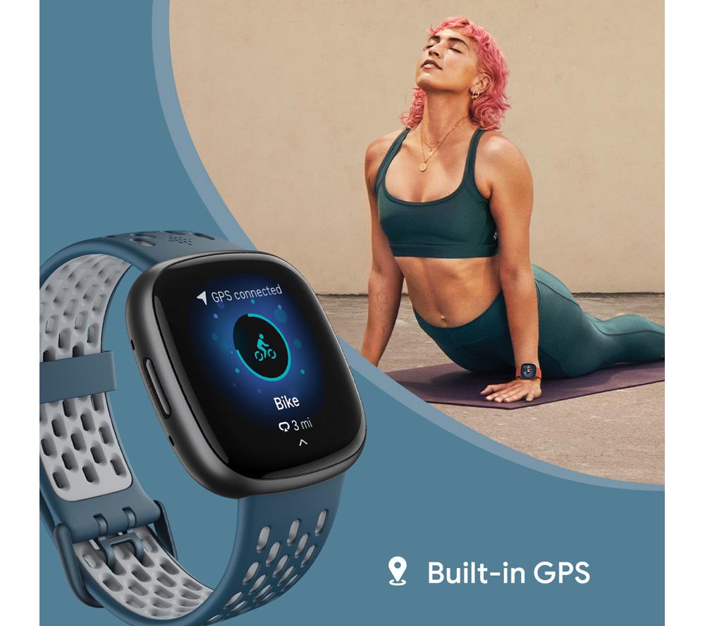 Buy FITBIT Versa 4 Smart Watch Sports Pack with Additional Blue Sports Band  - Black & Graphite