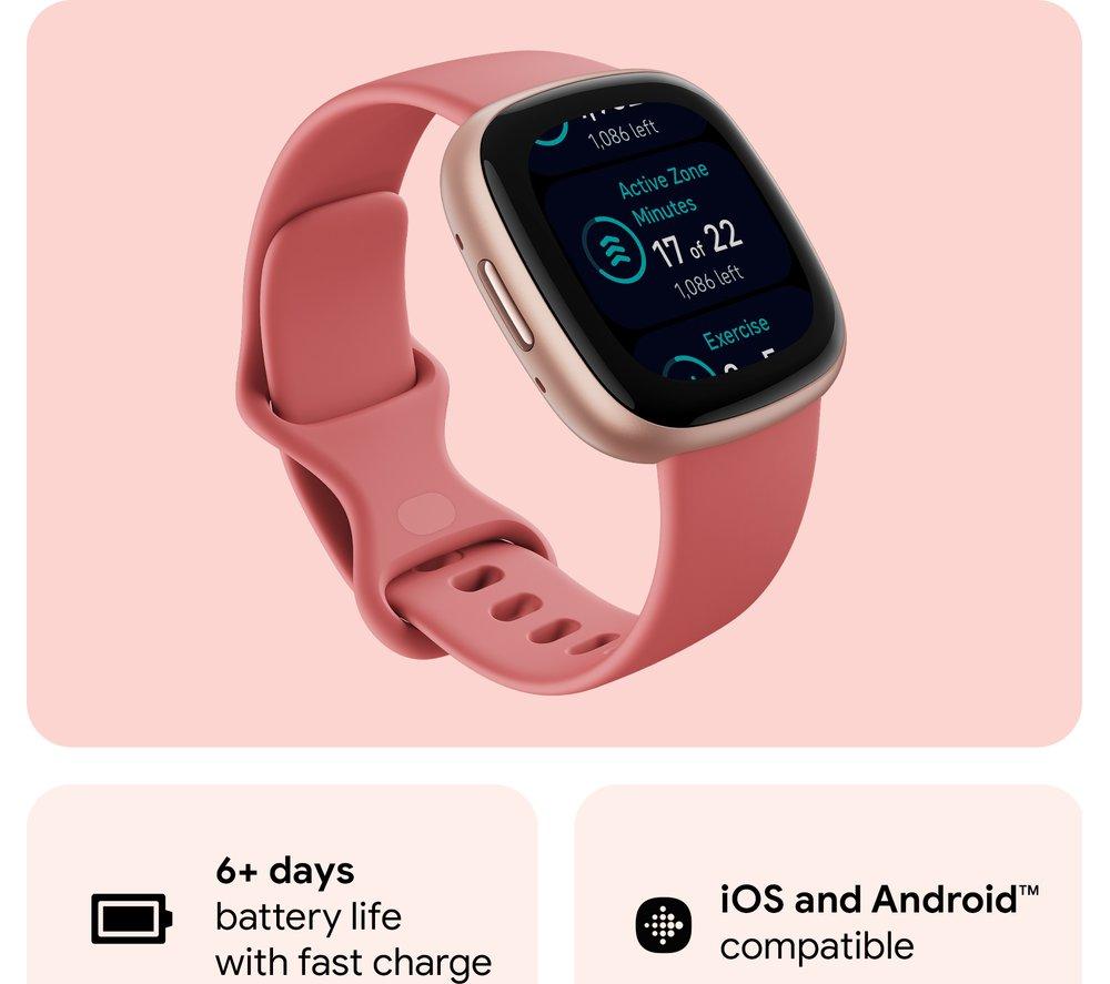 Fitbit Versa 4 FB523 Built-In GPS 24/7 Heart Rate Fitness Smartwatch -5422