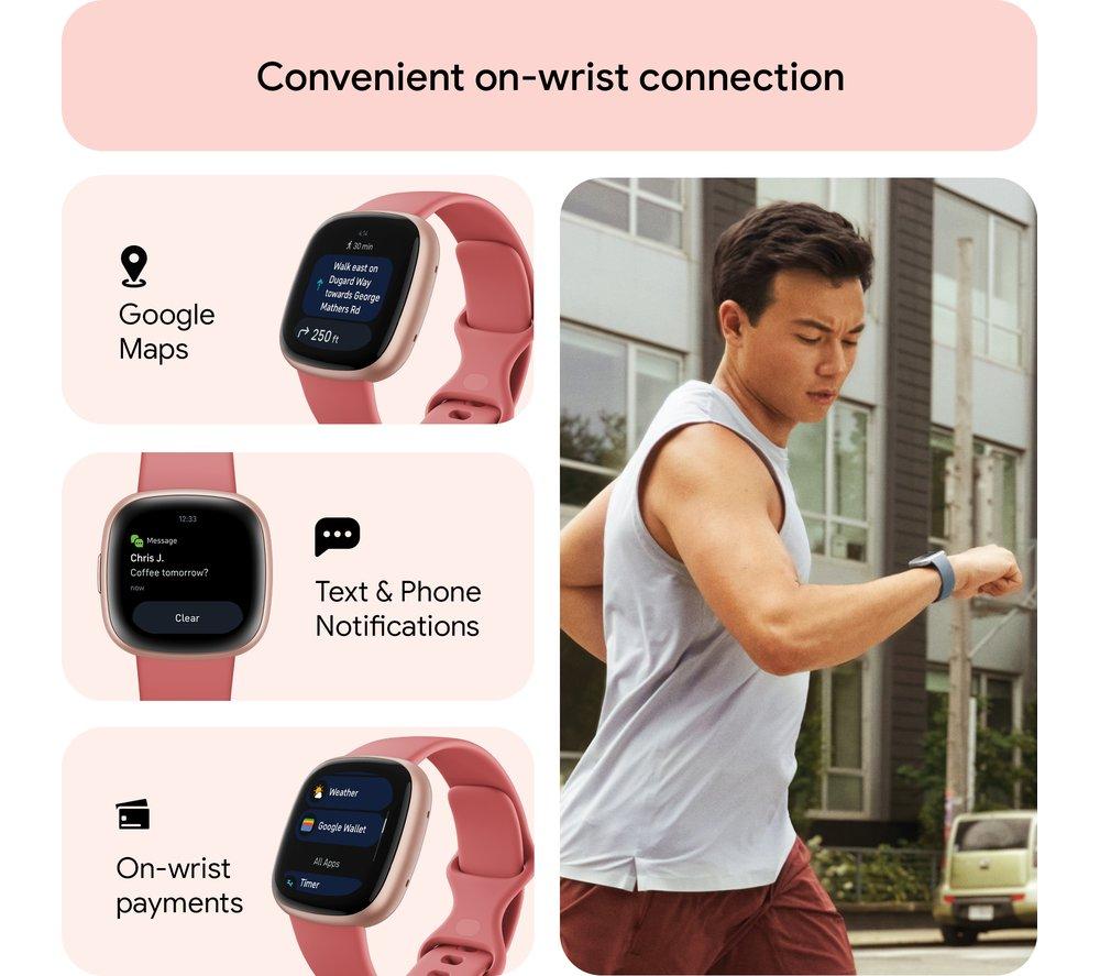 Buy FITBIT Versa 4 Smart Watch Pink Sand Copper Rose Currys