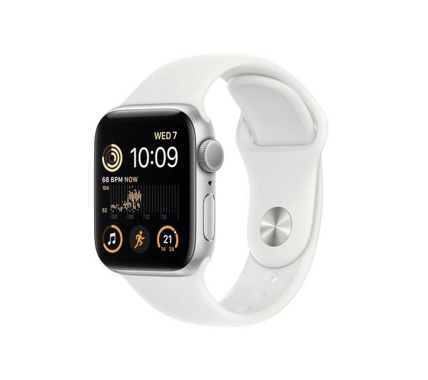 APPLE Watch SE (2022) - Silver with White Sports Band, 40 mm