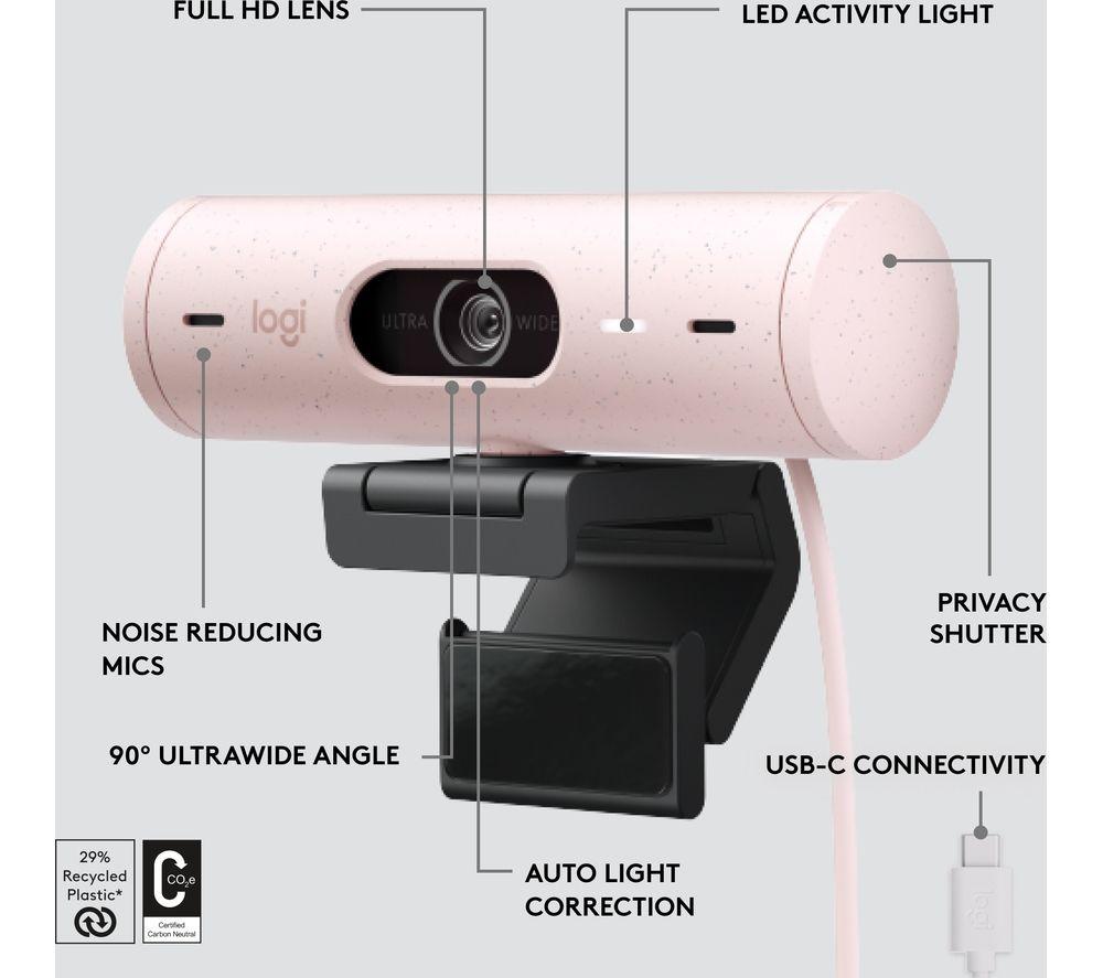 LOGITECH Brio 500 Full HD Webcam - Rose image number 7 of 11