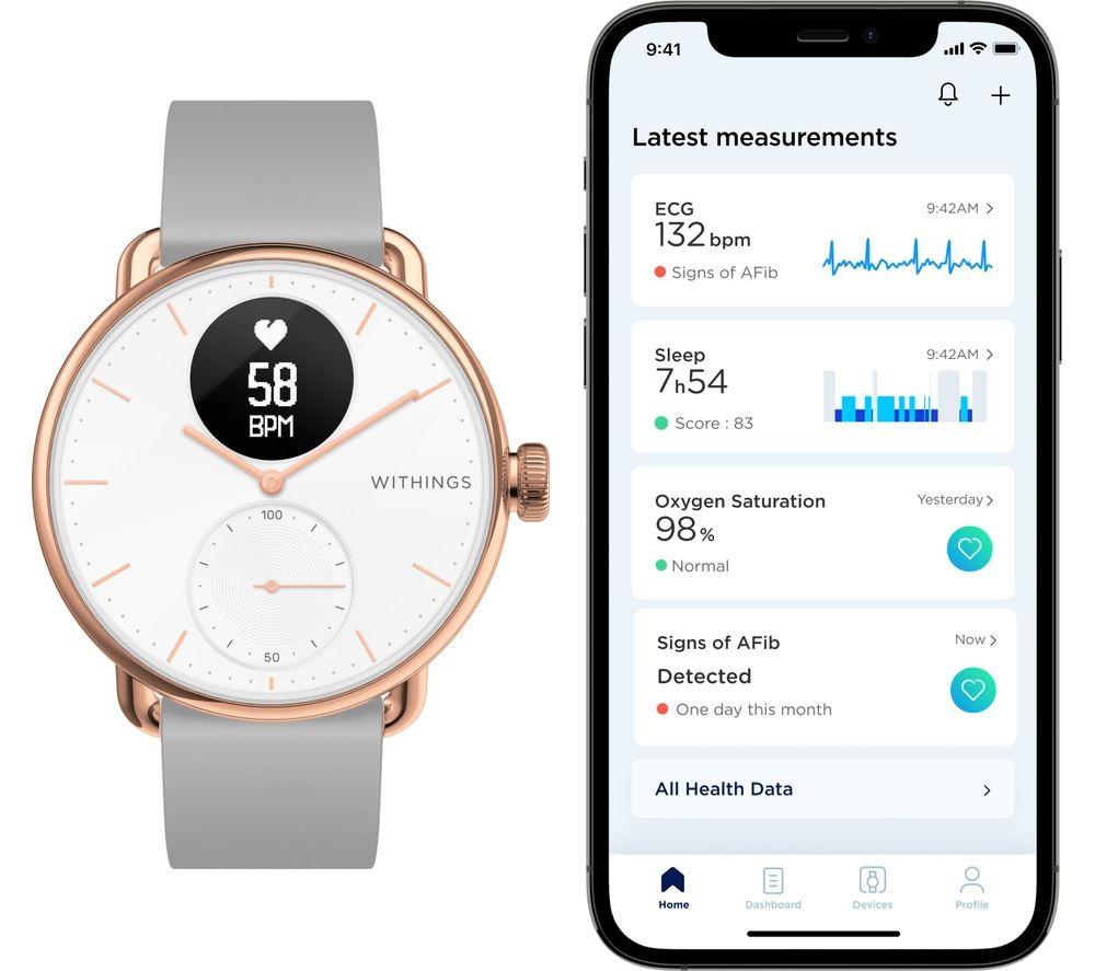 WITHINGS ScanWatch Hybrid Smart Watch - Rose Gold, 38mm - image 3