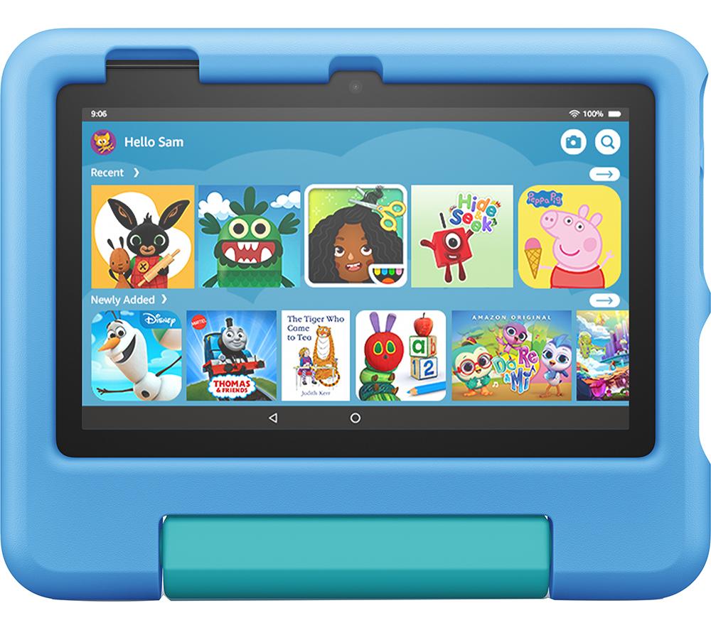 Amazon Fire HD 8 Kids tablet | 8-inch HD display, ages 3–7, includes 2-year worry-free guarantee, Kid-Proof Case, 32 GB, 2022 release, Blue