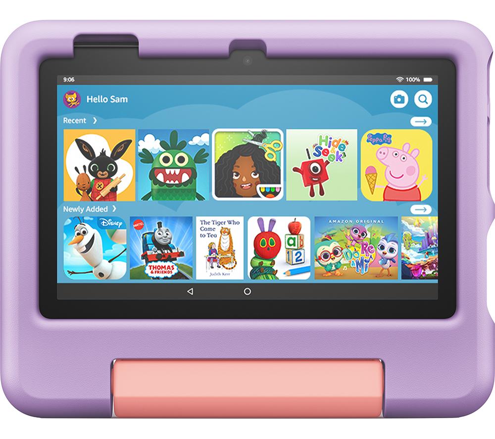 AMAZON Fire HD 8 Kids (ages 3-7) Tablet (2022) - 32 GB, Purple, Purple,Pink