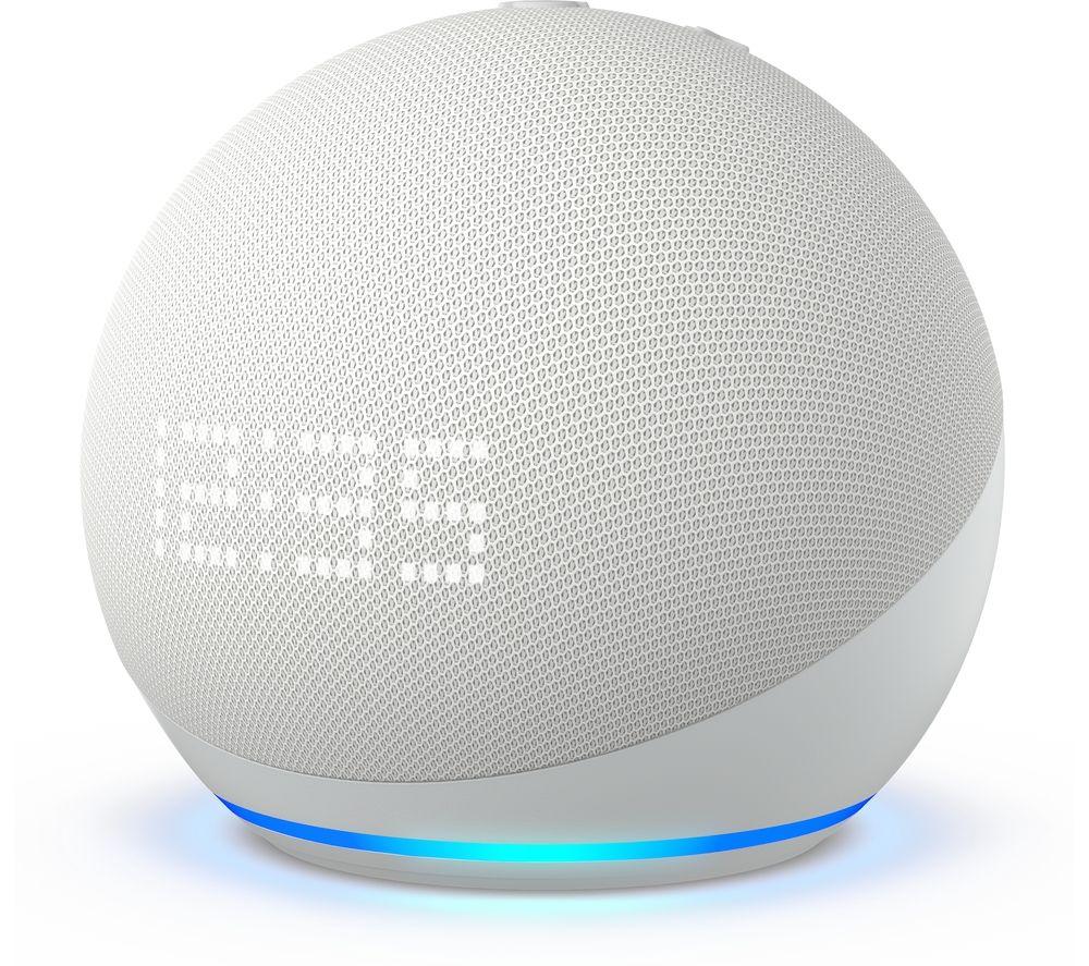 Image of AMAZON Echo Dot (5th Gen) Smart Speaker with Clock & Alexa - Glacier White, White