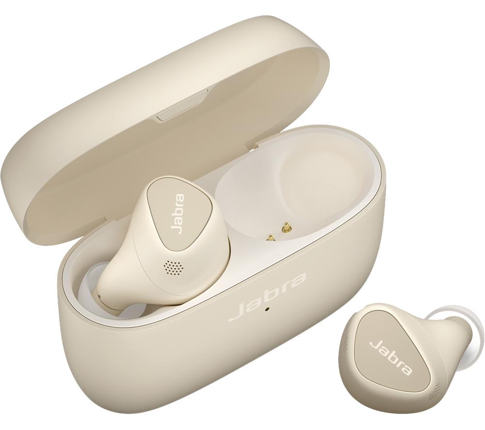 JABRA Elite 5 Wireless Bluetooth Noise-Cancelling Earbuds - Gold Beige, Brown,Cream,Gold