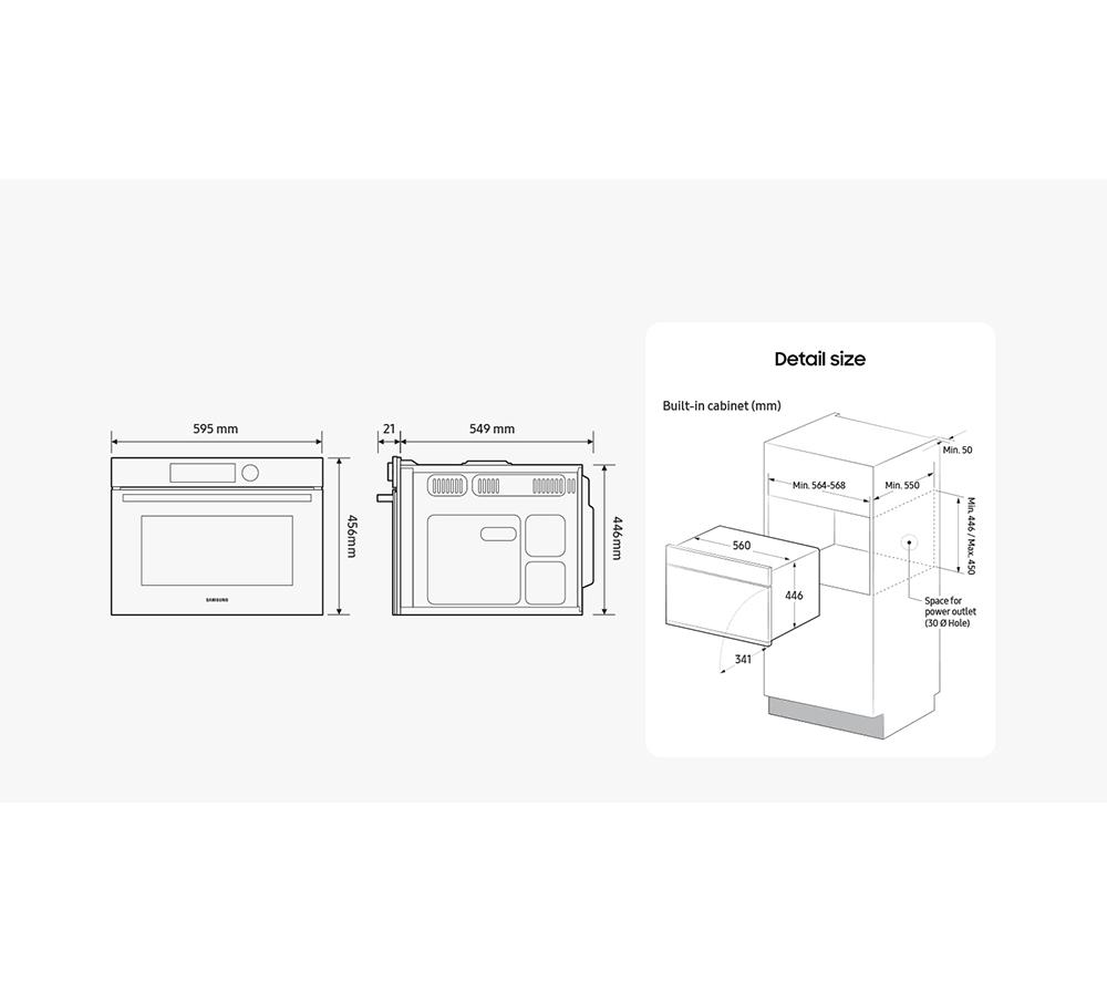 SAMSUNG Series 6 NQ5B6753CAN/U4 Built-in Compact Combination Microwave - Clean Navy image number 13 of 13