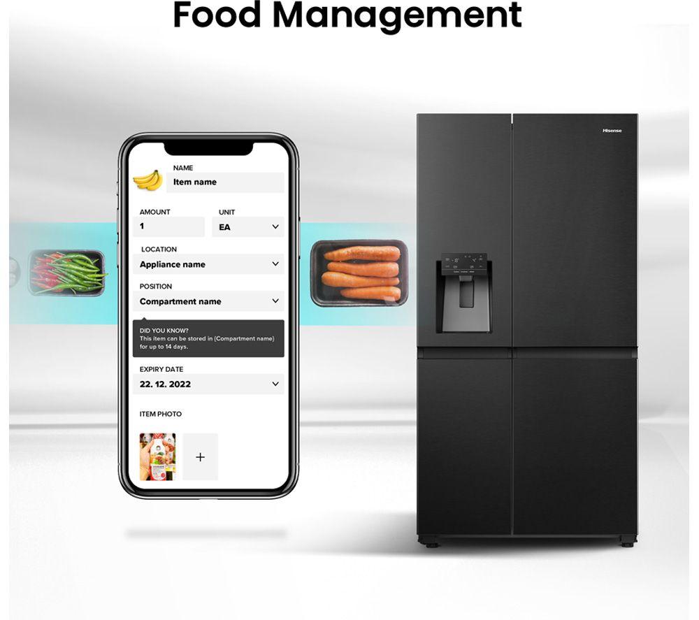 HISENSE PureFlat Infinite RS818N4TFE American-Style Smart Fridge Freezer - Black Stainless Steel image number 8 of 18