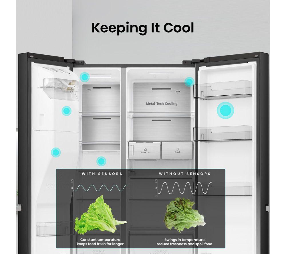 HISENSE PureFlat Infinite RS818N4TFE American-Style Smart Fridge Freezer - Black Stainless Steel image number 9 of 18